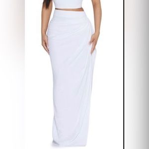 Naked Wardrobe Chic High Waist Maxi Skirt in White